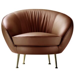 Fauteuil en cuir brun GIULIA