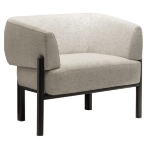 Fauteuil Lloydon en textile ivoire et bois de noyer Canaletto